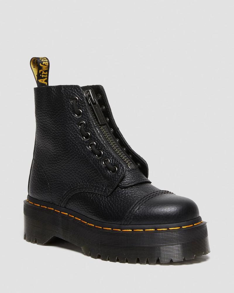 Dr Martens Sinclair Milled Nappa Leren Platform Laarzen Dames Zwart | NL 523PJJ